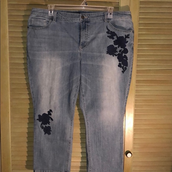 vera wang embroidered jeans
